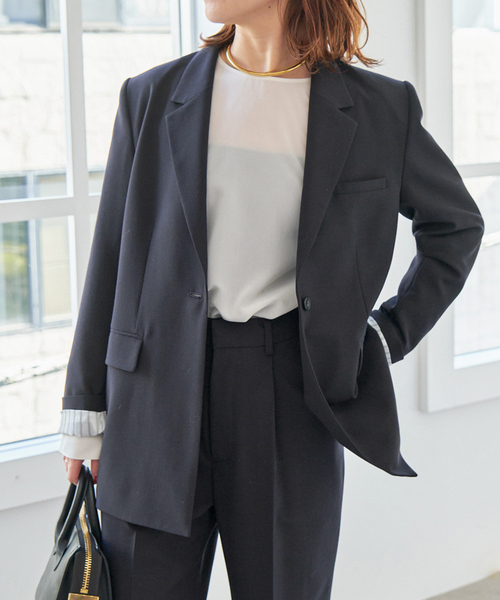 Spick & Span(スピックアンドスパン)の「ドライTW1Bジャケット(テーラードジャケット・レディース・ベージュ/ダークブルー・36/38)」の17枚目の写真