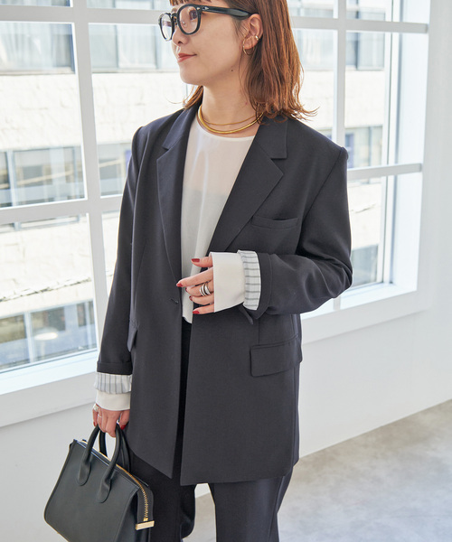 Spick & Span(スピックアンドスパン)の「ドライTW1Bジャケット(テーラードジャケット・レディース・ベージュ/ダークブルー・36/38)」の21枚目の写真
