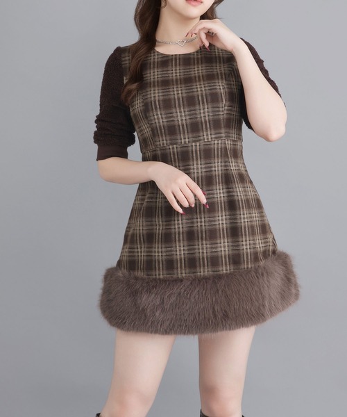 Millor TOKYO（ミラートーキョー）の「ポイントファーミニワンピ（ワンピース・レディース・ブラック/ブラウン・MEDIUM/LARGE/LL/3L）」の7枚目の写真