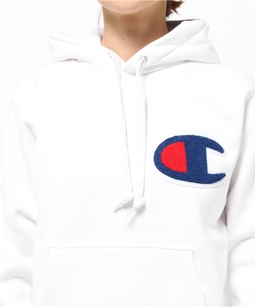 Champion(チャンピオン)の「【Champion/チャンピオン】テリーフリースフードプルオーバー(パーカー・レディース・グレー/ネイビー/オフホワイト・SMALL)」の7枚目の写真