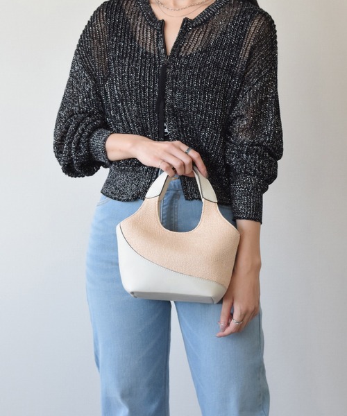 LORISTELLA（ロリステッラ）の「【LORISTELLA】異素材コンビスモールサイズハンドバッグ(Q56506)（ハンドバッグ・レディース・ホワイト系その他・ALL）」の3枚目の写真