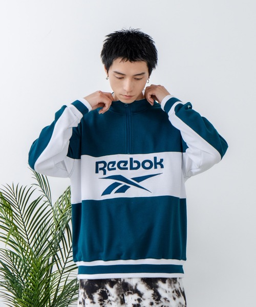 Reebok(リーボック)の「【Reebok/リーボック】裏毛 ロゴ 切替リブライン ハーフジッププルオーバー スウェット(スウェット・メンズ・ブラック/ダークブルー/グレー・LARGE/X-LARGE/MEDIUM)」の12枚目の写真