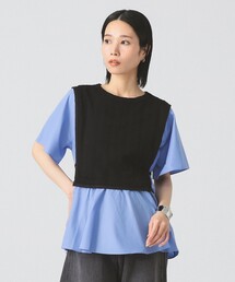 Ray BEAMS | ケーブル ジャカード キリカエ ハーフスリーブ プルオーバー(Tシャツ/カットソー)