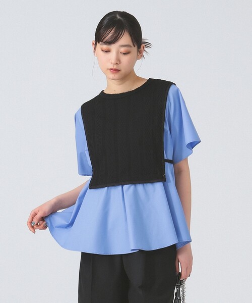 Ray BEAMS(レイビームス)の「ケーブル ジャカード キリカエ ハーフスリーブ プルオーバー(Tシャツ/カットソー・レディース・オフホワイト/ブラック・ONE SIZE)」の18枚目の写真