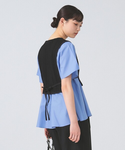 Ray BEAMS(レイビームス)の「ケーブル ジャカード キリカエ ハーフスリーブ プルオーバー(Tシャツ/カットソー・レディース・オフホワイト/ブラック・ONE SIZE)」の20枚目の写真