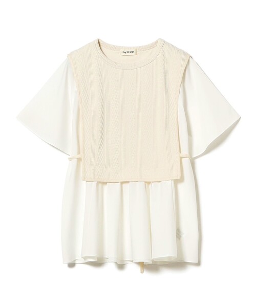 Ray BEAMS(レイビームス)の「ケーブル ジャカード キリカエ ハーフスリーブ プルオーバー(Tシャツ/カットソー・レディース・オフホワイト/ブラック・ONE SIZE)」の21枚目の写真