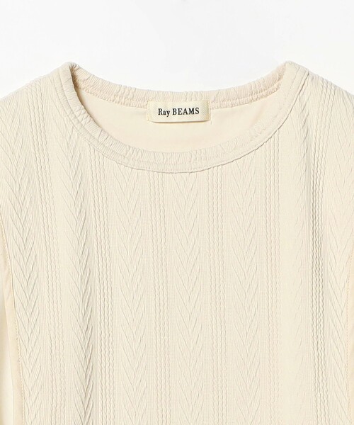 Ray BEAMS(レイビームス)の「ケーブル ジャカード キリカエ ハーフスリーブ プルオーバー(Tシャツ/カットソー・レディース・オフホワイト/ブラック・ONE SIZE)」の22枚目の写真