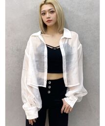 GYDA | シアーラインストーンショートシャツ(シャツ/ブラウス)