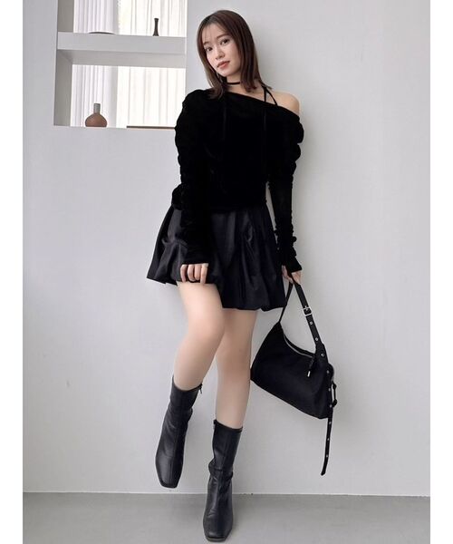 dazzlin（ダズリン）の「アシメギャザーシアーベロアカットソー（Tシャツ/カットソー・レディース・オフホワイト/ブラック・FREE）」の19枚目の写真