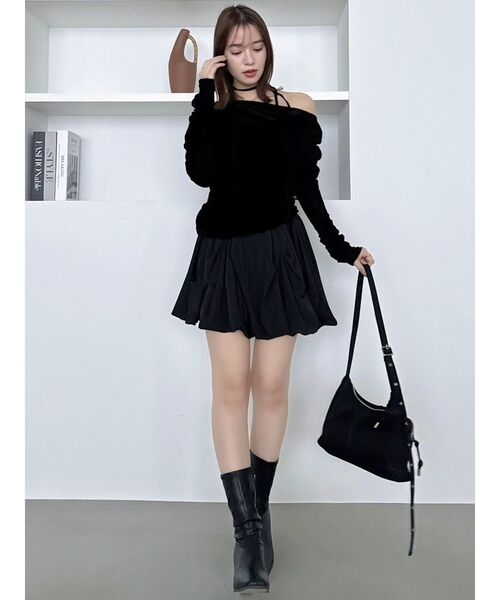 dazzlin（ダズリン）の「アシメギャザーシアーベロアカットソー（Tシャツ/カットソー・レディース・オフホワイト/ブラック・FREE）」の20枚目の写真