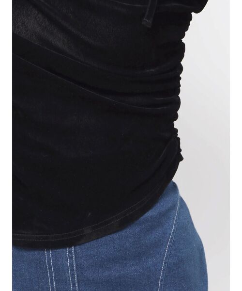 dazzlin（ダズリン）の「アシメギャザーシアーベロアカットソー（Tシャツ/カットソー・レディース・オフホワイト/ブラック・FREE）」の8枚目の写真