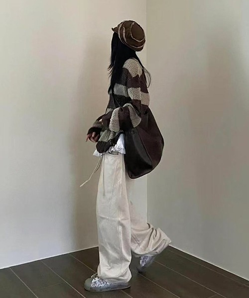 gossip!ロサンゼルス(ゴシップロサンゼルス)の「大容量バッグ ショルダーバッグ ショルダーバッグ 斜め掛けバッグ 通勤 通学に 2WAY(ショルダーバッグ・レディース・ブラック/ブラウン・FREE)」の6枚目の写真