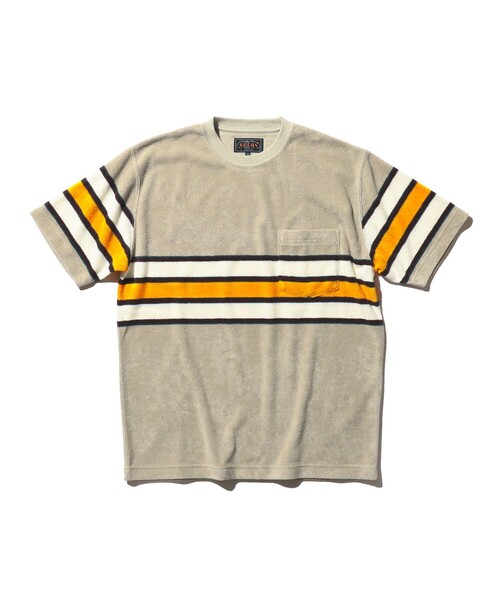 BEAMS PLUS（ビームスプラス）の「パイル ストライプ ポケット Tシャツ（Tシャツ/カットソー・メンズ・ベージュ/イエロー/ネイビー・S/XL/M/L）」の2枚目の写真