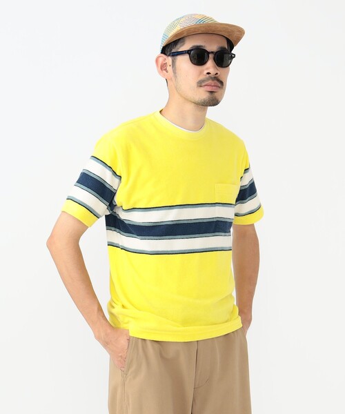 BEAMS PLUS（ビームスプラス）の「パイル ストライプ ポケット Tシャツ（Tシャツ/カットソー・メンズ・ベージュ/イエロー/ネイビー・S/XL/M/L）」の13枚目の写真