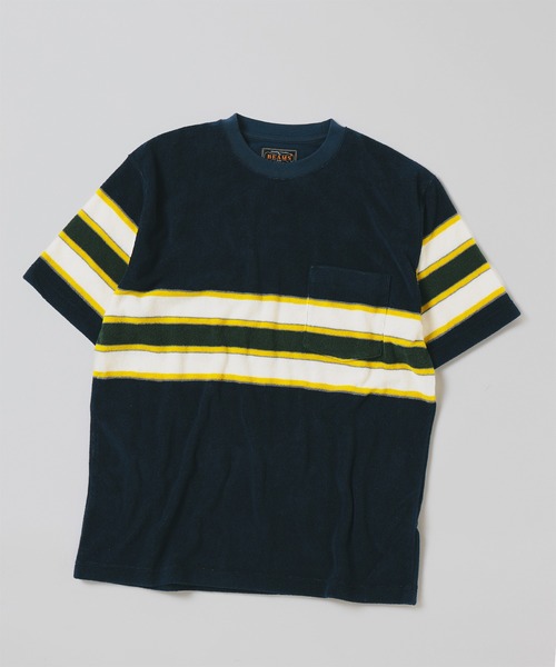 BEAMS PLUS（ビームスプラス）の「パイル ストライプ ポケット Tシャツ（Tシャツ/カットソー・メンズ・ベージュ/イエロー/ネイビー・S/XL/M/L）」の4枚目の写真