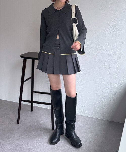 mystic（ミスティック）の「[mline]ラインボタンニット（ニット/セーター・レディース・オレンジ/アイボリー/チャコールグレー・FREE）」の17枚目の写真
