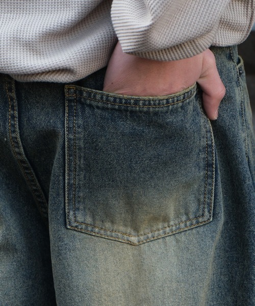 WEGO（ウィゴー）の「WEGO/スーパーバギーダメージデニムパンツ（デニムパンツ・メンズ・ブラック系3/スカイブルー/その他1/その他2/その他4/その他3・MEDIUM/LARGE）」の10枚目の写真