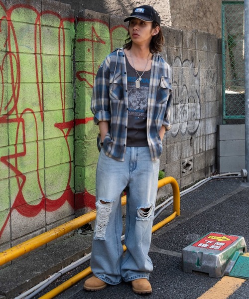 三*吉様 saint martin スーパーバギーデニム ダメージジーンズ ワイドバギーダメージデニムパンツ – WEGO ONLINE STORE