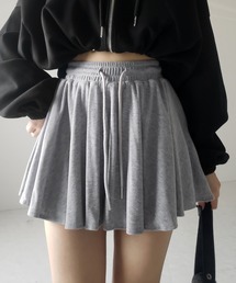 【 ３color ／インナーパンツ裏地付 】ハイウエストカットフレアミニスカート ／ High waist cut flare mini skirt