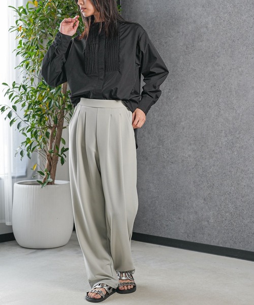 セール】カットジョーゼットタックパンツ（スラックス）｜mili