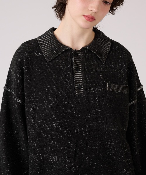 ONCILY(オンシェリー)の「PLATING KNIT POLO SHIRT / プレーティングニットポロシャツ(ポロシャツ・メンズ・ベージュ/ブラック・MEDIUM/LARGE/SMALL)」の8枚目の写真