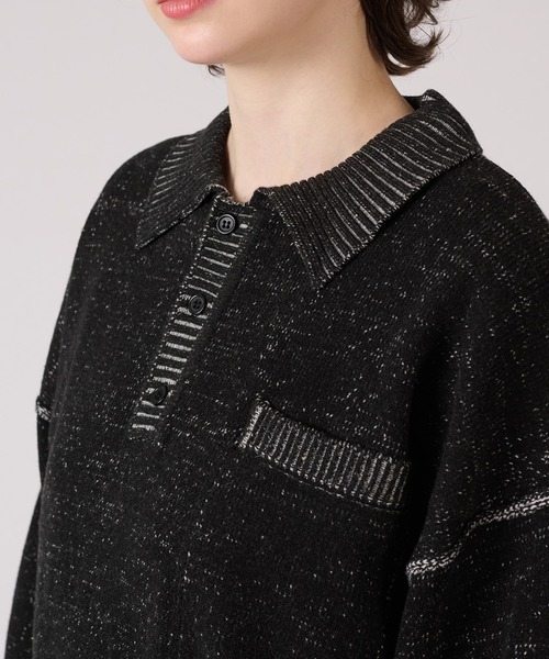 ONCILY(オンシェリー)の「PLATING KNIT POLO SHIRT / プレーティングニットポロシャツ(ポロシャツ・メンズ・ベージュ/ブラック・MEDIUM/LARGE/SMALL)」の9枚目の写真