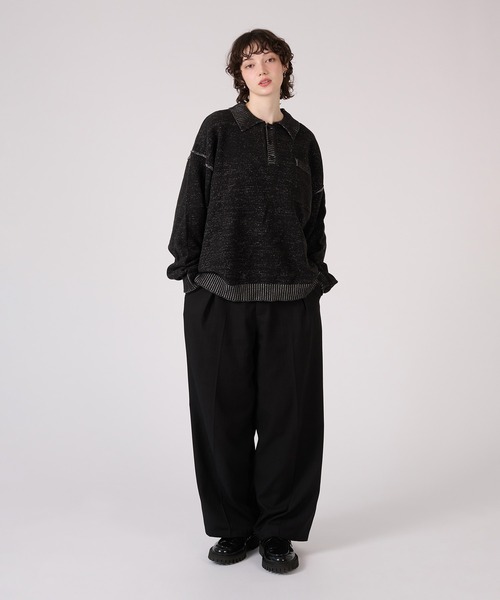 ONCILY(オンシェリー)の「PLATING KNIT POLO SHIRT / プレーティングニットポロシャツ(ポロシャツ・メンズ・ベージュ/ブラック・MEDIUM/LARGE/SMALL)」の11枚目の写真