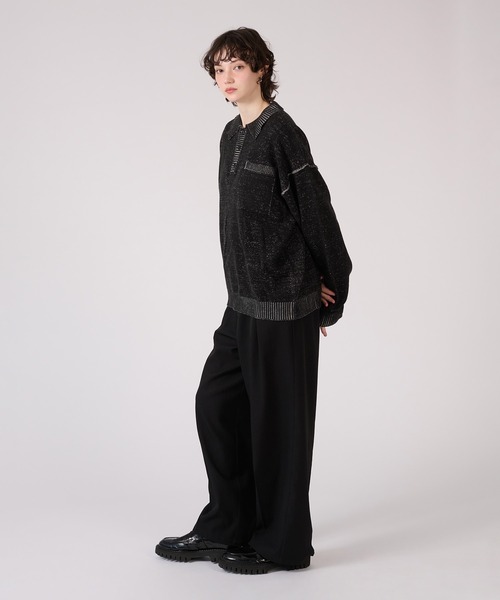 ONCILY(オンシェリー)の「PLATING KNIT POLO SHIRT / プレーティングニットポロシャツ(ポロシャツ・メンズ・ベージュ/ブラック・MEDIUM/LARGE/SMALL)」の13枚目の写真