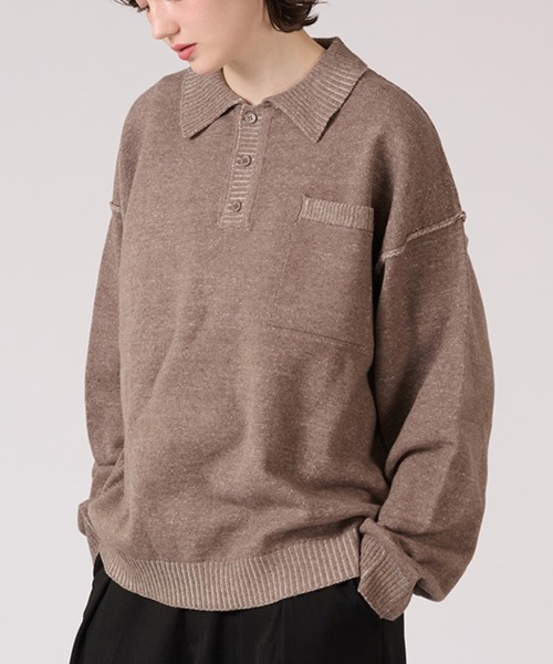 ONCILY(オンシェリー)の「PLATING KNIT POLO SHIRT / プレーティングニットポロシャツ(ポロシャツ・メンズ・ベージュ/ブラック・MEDIUM/LARGE/SMALL)」の17枚目の写真