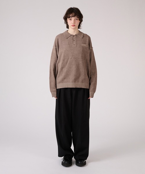 ONCILY(オンシェリー)の「PLATING KNIT POLO SHIRT / プレーティングニットポロシャツ(ポロシャツ・メンズ・ベージュ/ブラック・MEDIUM/LARGE/SMALL)」の22枚目の写真