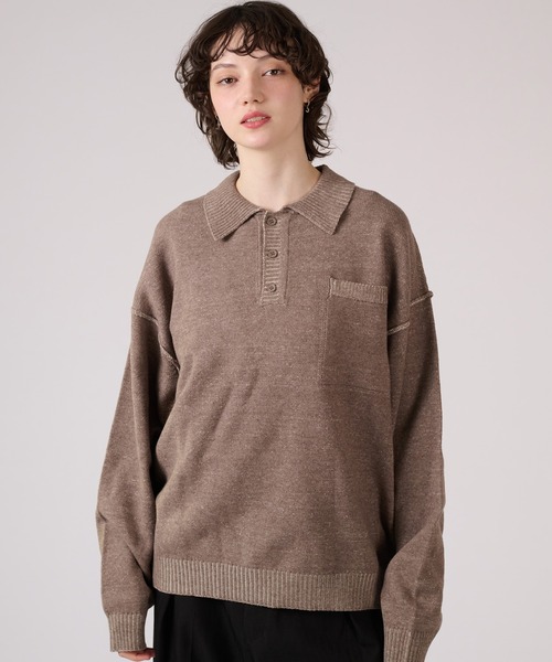 ONCILY(オンシェリー)の「PLATING KNIT POLO SHIRT / プレーティングニットポロシャツ(ポロシャツ・メンズ・ベージュ/ブラック・MEDIUM/LARGE/SMALL)」の18枚目の写真
