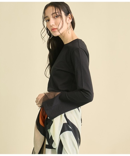 Settimissimo（セッティミッシモ）の「チュール カフス デザイン ロングTシャツ（Tシャツ/カットソー・レディース・ブラック/オフホワイト・FREE）」の15枚目の写真