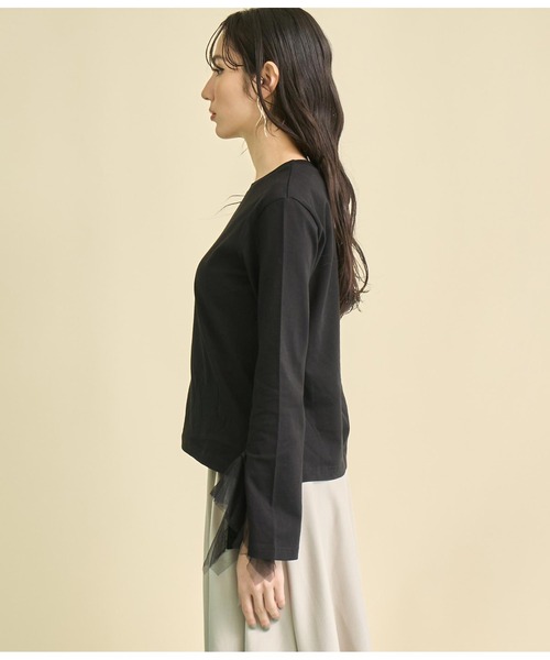 Settimissimo（セッティミッシモ）の「チュール カフス デザイン ロングTシャツ（Tシャツ/カットソー・レディース・ブラック/オフホワイト・FREE）」の22枚目の写真
