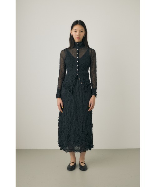 M_(エムアンダーバー)の「【M_】RE POLYESTER WRINKLED シャツ(シャツ/ブラウス・レディース・オレンジ/アイボリー/ブラック・2/1)」の5枚目の写真