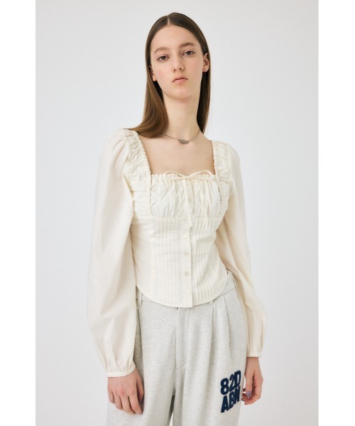 MOUSSY（マウジー）の「PUFF SLEEVE CORSET FIT ブラウス（シャツ/ブラウス・レディース・オフホワイト/ブラック/ライトイエロー・1/2）」の19枚目の写真