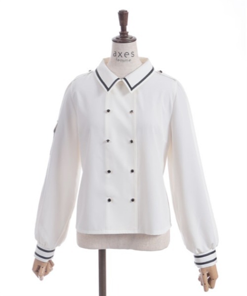 axes femme(アクシーズファム)の「Wボタンミリタリー配色ブラウス(シャツ/ブラウス・レディース・キナリ/ネイビー/ベージュ・FREE)」の19枚目の写真