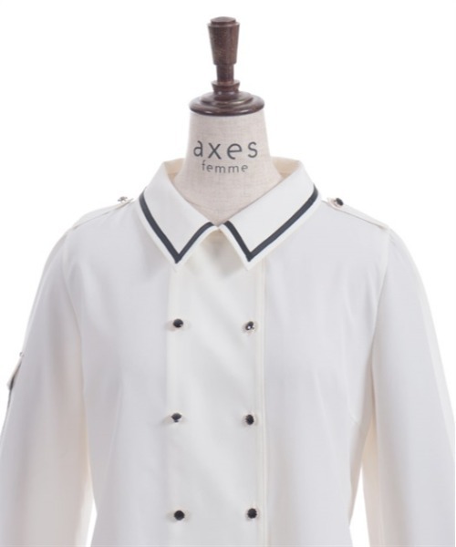 axes femme(アクシーズファム)の「Wボタンミリタリー配色ブラウス(シャツ/ブラウス・レディース・キナリ/ネイビー/ベージュ・FREE)」の22枚目の写真