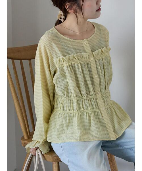 ehka sopo（エヘカソポ）の「切替フリルブラウス（シャツ/ブラウス・レディース・ブラック/キナリ/イエロー・F）」の3枚目の写真