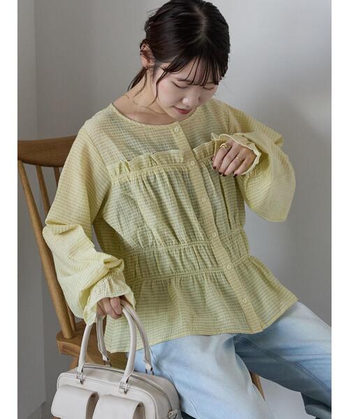 ehka sopo（エヘカソポ）の「切替フリルブラウス（シャツ/ブラウス・レディース・ブラック/キナリ/イエロー・F）」の12枚目の写真