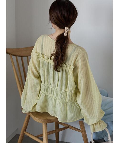 ehka sopo（エヘカソポ）の「切替フリルブラウス（シャツ/ブラウス・レディース・ブラック/キナリ/イエロー・F）」の14枚目の写真