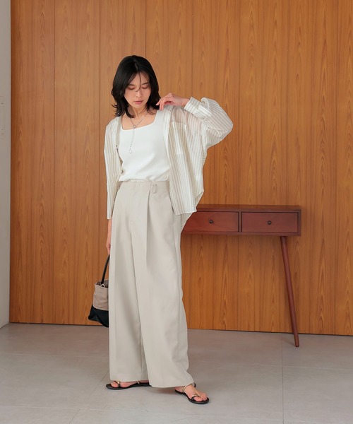 Jines（ジネス）の「タックワイドパンツ【2サイズ展開】（その他パンツ・レディース・ネイビー/ベージュ・36/38）」の22枚目の写真