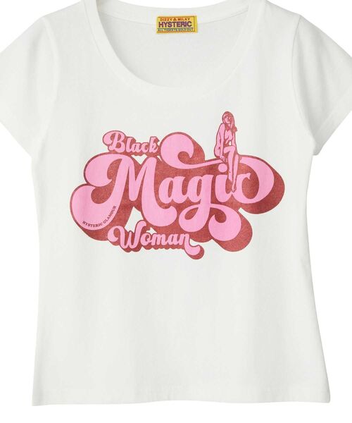 HYSTERIC GLAMOUR(ヒステリックグラマー)の「BLACK MAGIC WOMAN チビTシャツ(Tシャツ/カットソー・レディース・ブラック/ホワイト/イエロー・FREE)」の5枚目の写真