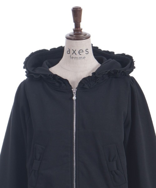 axes femme(アクシーズファム)の「サガラ刺繍ショートパーカー(カーディガン/ボレロ・レディース・キナリ/ブラック・FREE)」の3枚目の写真