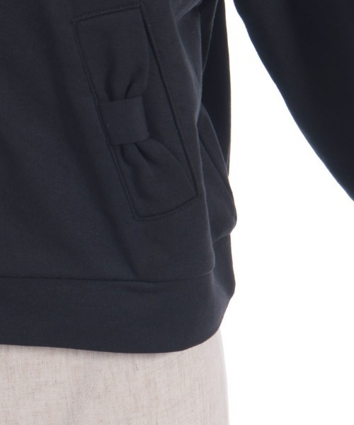 axes femme(アクシーズファム)の「サガラ刺繍ショートパーカー(カーディガン/ボレロ・レディース・キナリ/ブラック・FREE)」の4枚目の写真