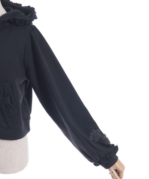 axes femme(アクシーズファム)の「サガラ刺繍ショートパーカー(カーディガン/ボレロ・レディース・キナリ/ブラック・FREE)」の8枚目の写真