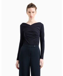 EMPORIO ARMANI | 【エンポリオ アルマーニ】セーター ストレッチジャージー ギャザーディテール(Tシャツ/カットソー)