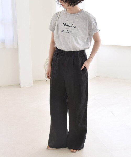 quaranciel(カランシエル)の「quaranciel:〈洗濯機可能〉ラミー ピンタック ワイド イージー パンツ(その他パンツ・レディース・ブラウン/ブラック・36/38/40)」の11枚目の写真
