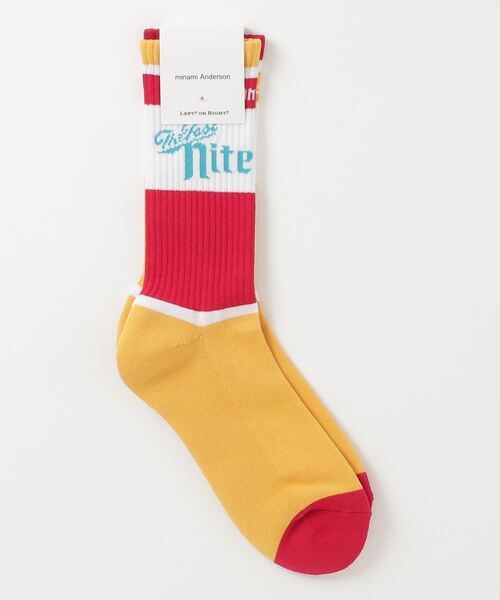 Firsthand（ファーストハンド）の「minami Anderson/ミナミアンダーソン　LEFT/RIGHT SOCKS / アシンメトリーデザインソックス / 靴下（ソックス/靴下・メンズ・ワインレッド/ブラック・ﾌﾘ-）」の4枚目の写真