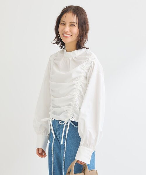 緑色リボン付き長袖ブラウス ROPE