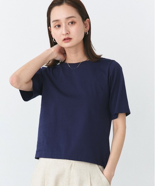 ad thie(アドティエ)の「ベーシック コンパクトTシャツ(Tシャツ/カットソー・レディース・チャコール/ネイビー/オフホワイト/ナチュラル/ブラック・FREE)」の1枚目の写真